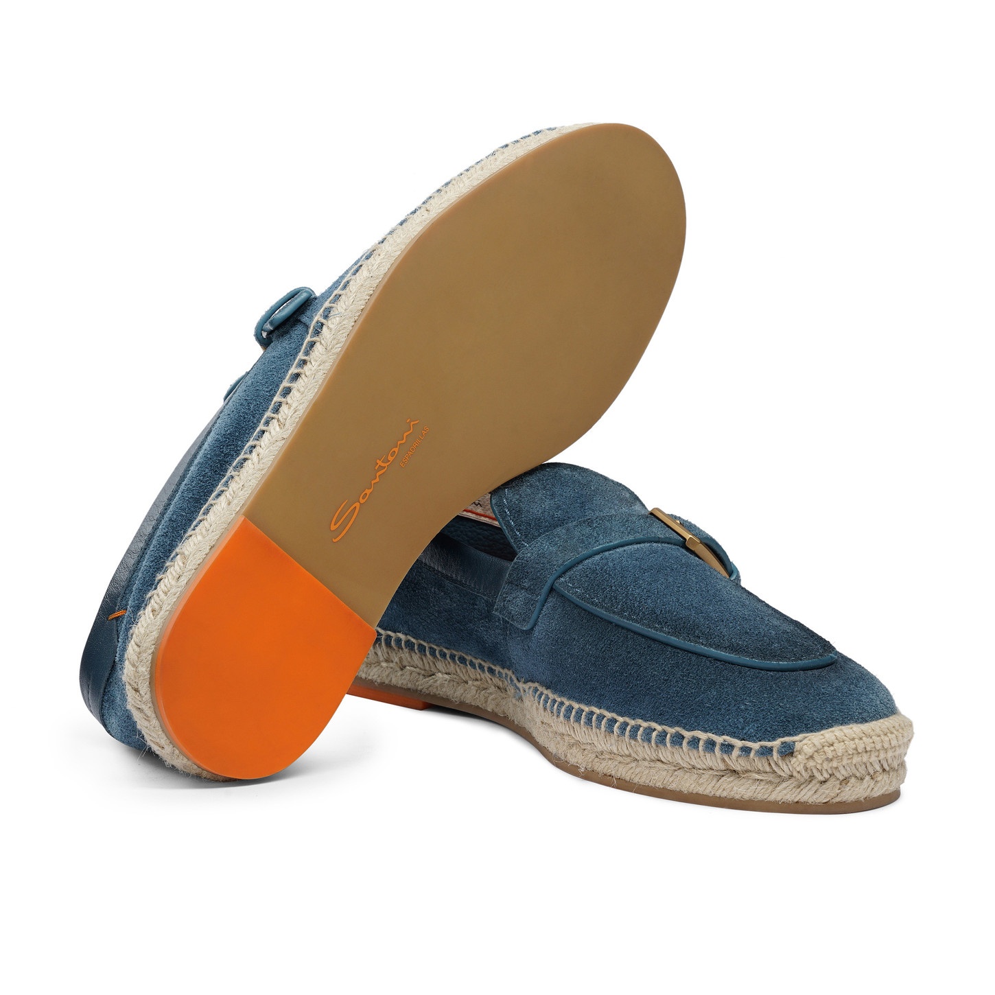 Men's blue suede single-buckle espadrillas - 4