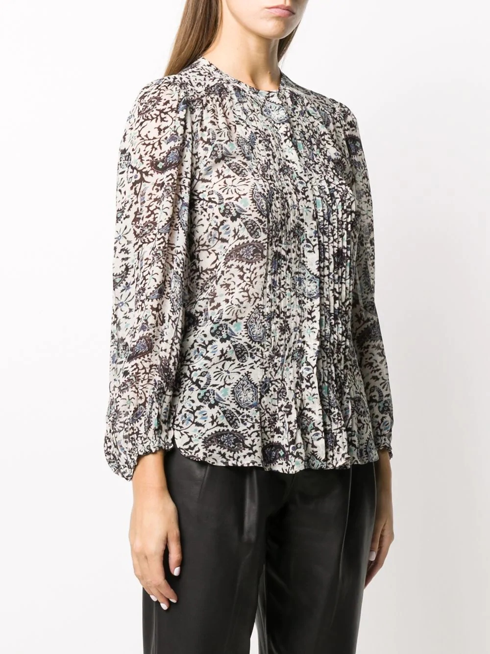 paisley print pleat detail blouse - 3