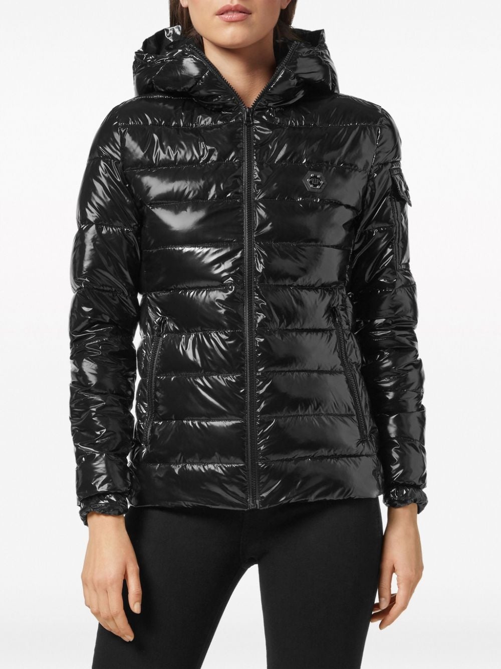logo-plaque puffer jacket - 3