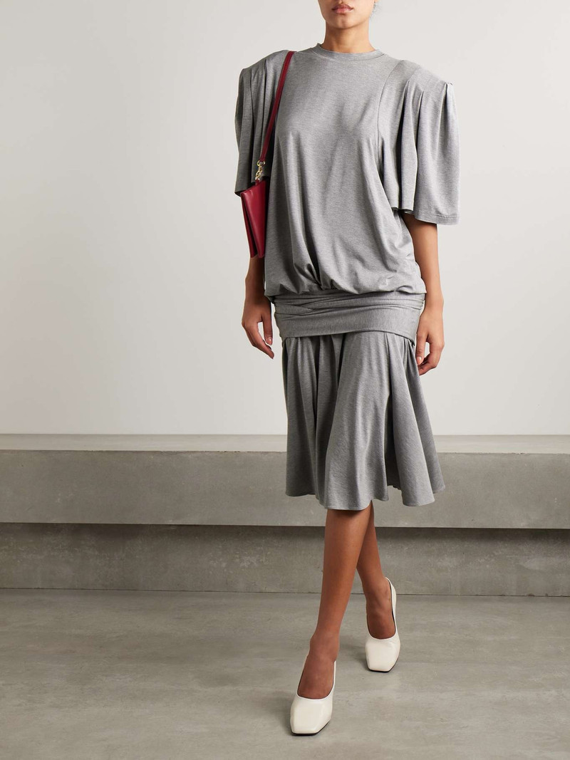 MARIE ADAM-LEENAERDT Gathered cotton-jersey midi dress Gray outlook