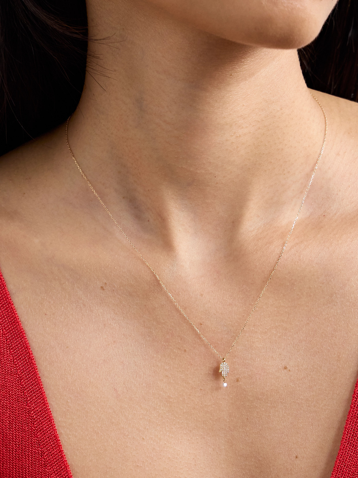 Hand Of Fatima 18-karat Gold Diamond Necklace - 2