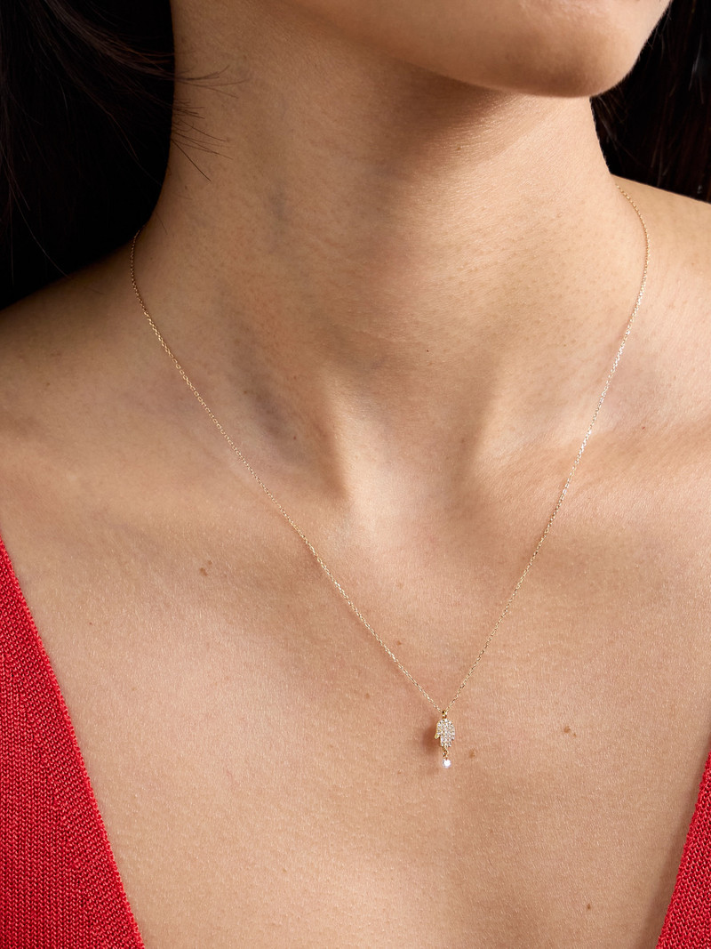 PERSÉE Hand Of Fatima 18-karat Gold Diamond Necklace outlook