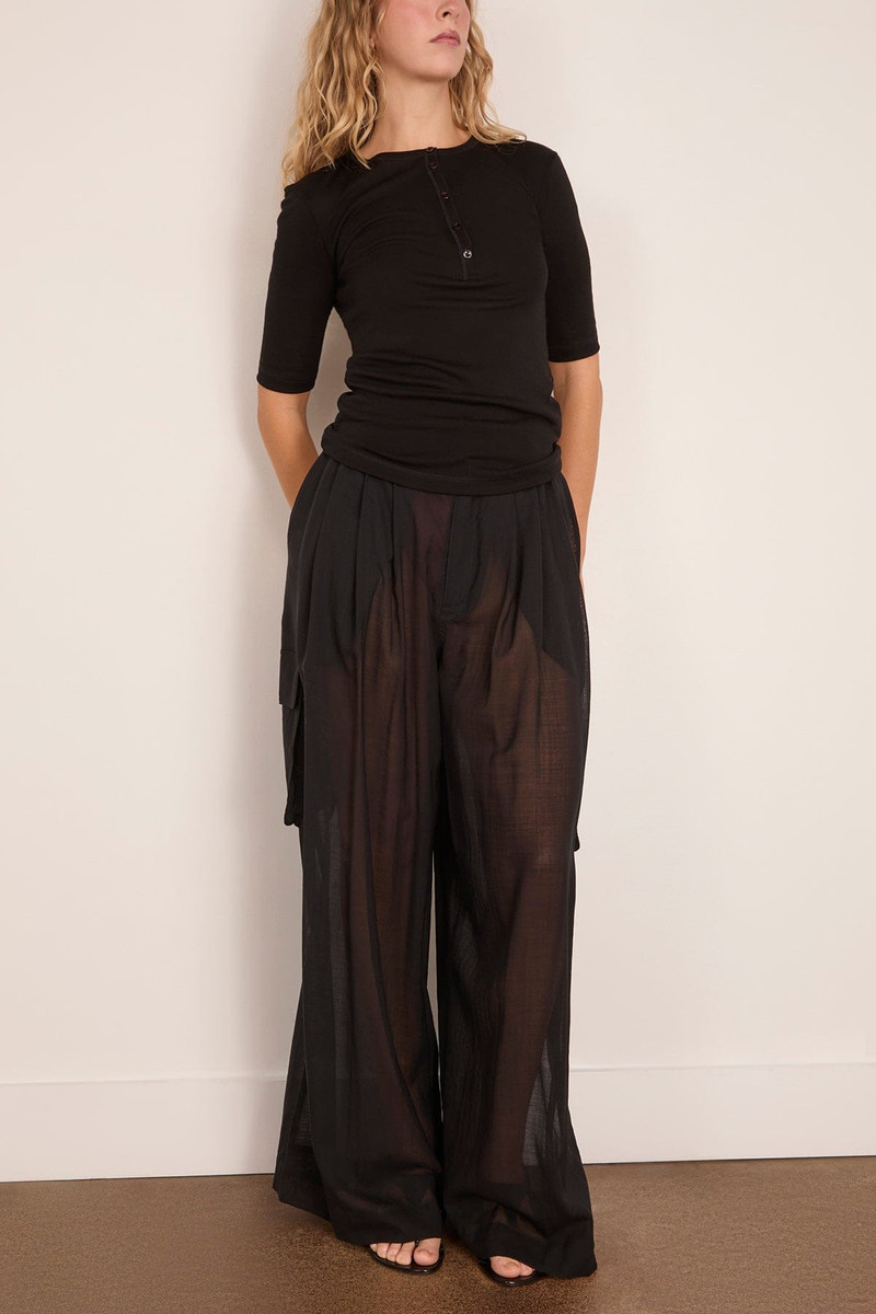 BITE Studios Leo Buttoned Rib Merino Top in Black outlook