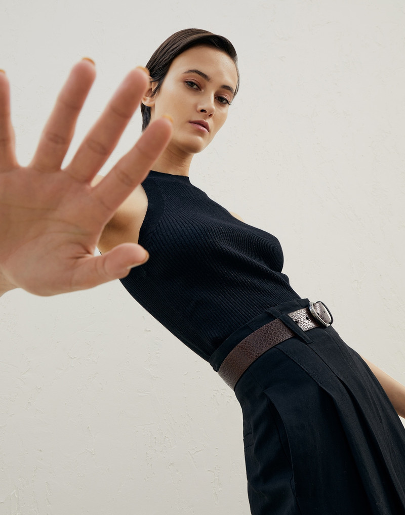 Sparkling cashmere and silk lightweight rib knit top 4