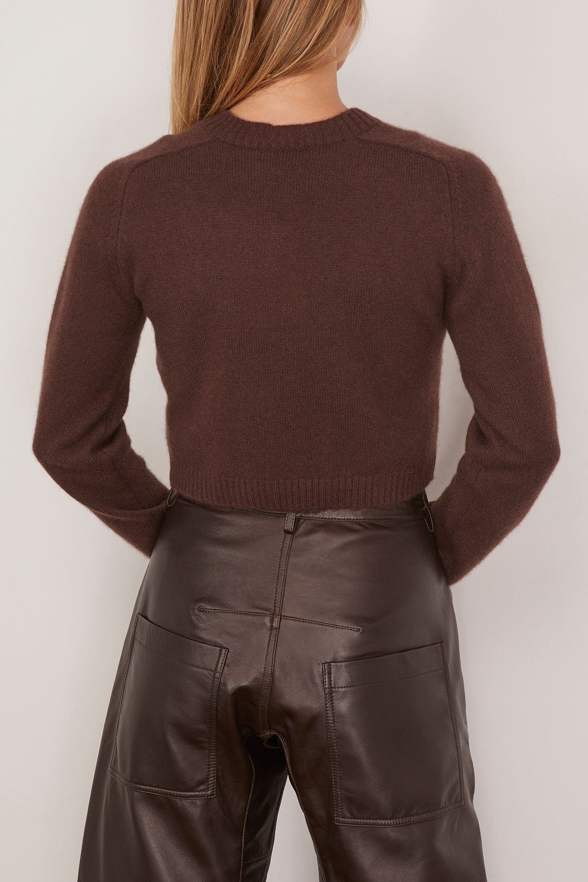 Zephir Cropped Cardigan in Brown - 4