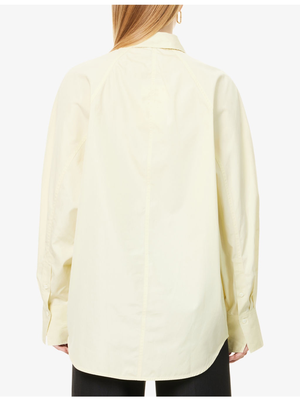 Raglan-Sleeve Raw-Edge Cuff Cotton Shirt - 4