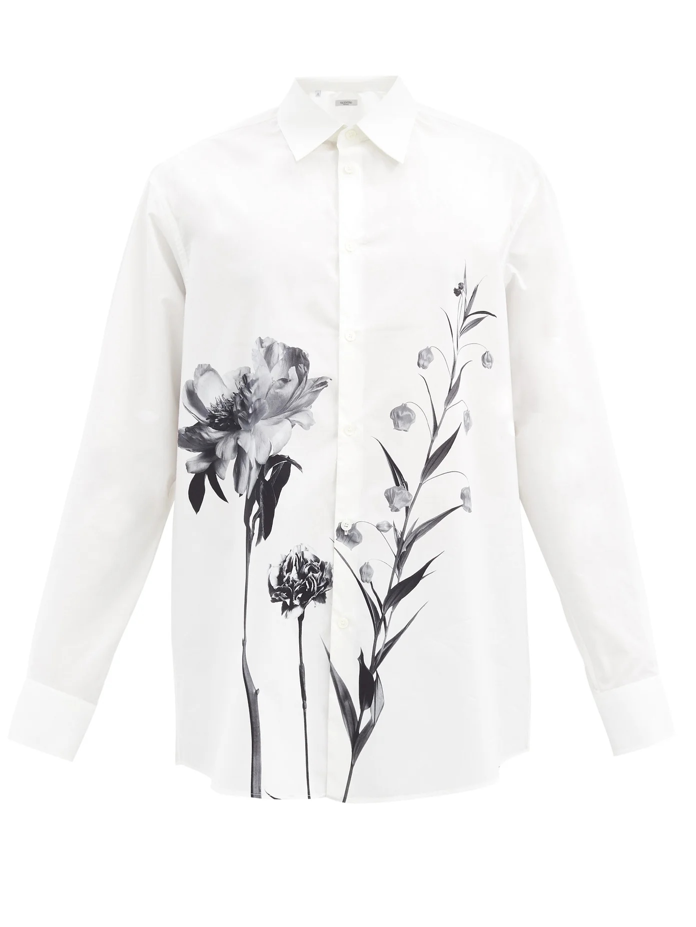 Oversized Flowersity-print cotton-poplin shirt - 1