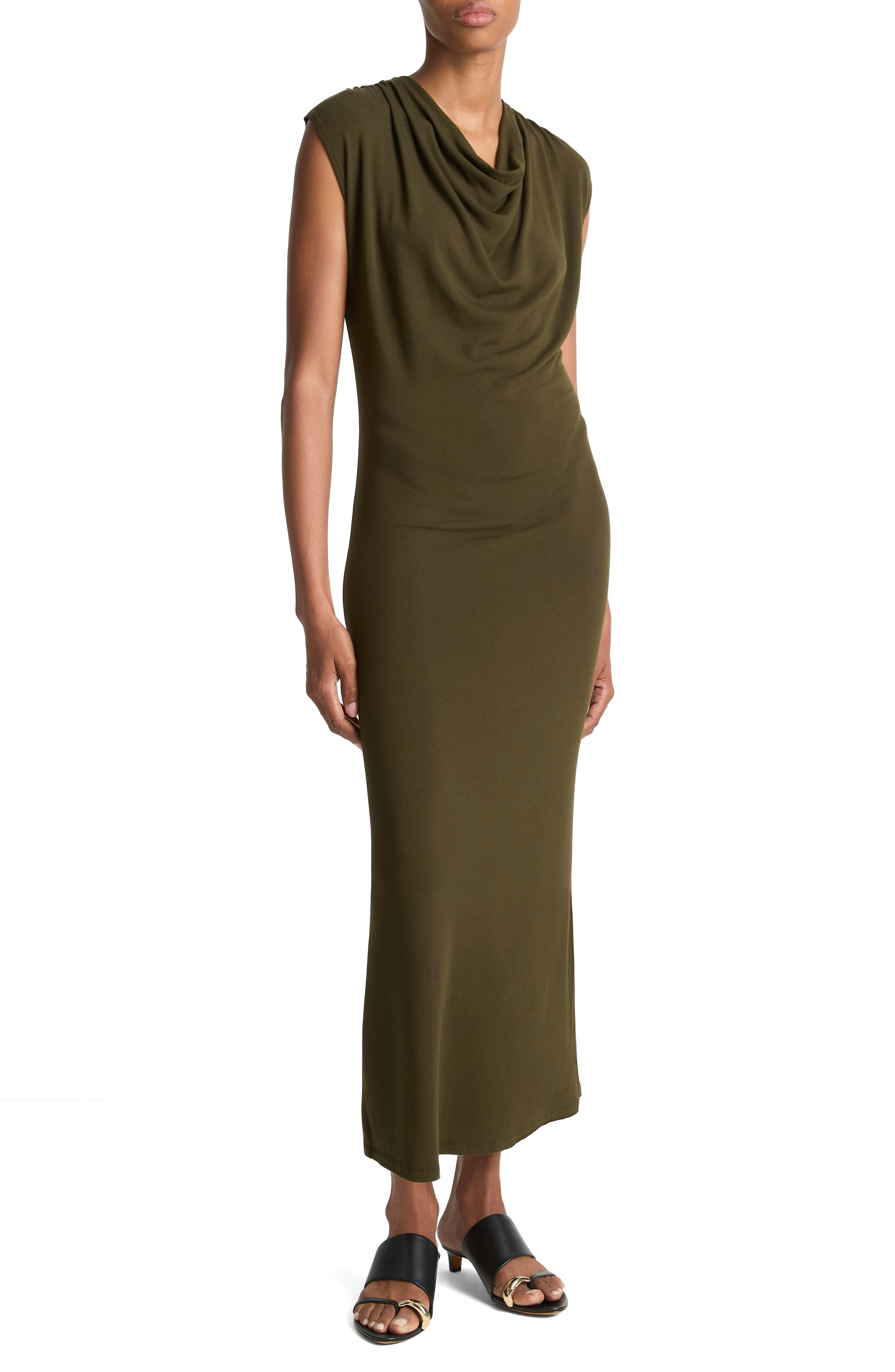 Vince Cowl Neck Cap Sleeve Maxi Dress in Verde at Nordstrom - 3