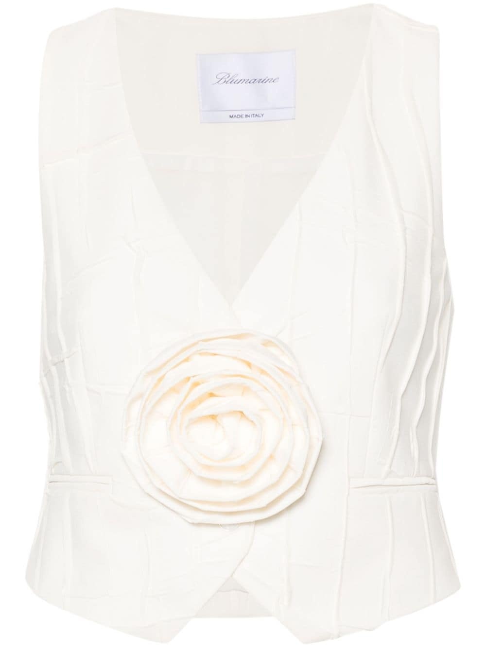 floral-applique pleated waistcoat - 1