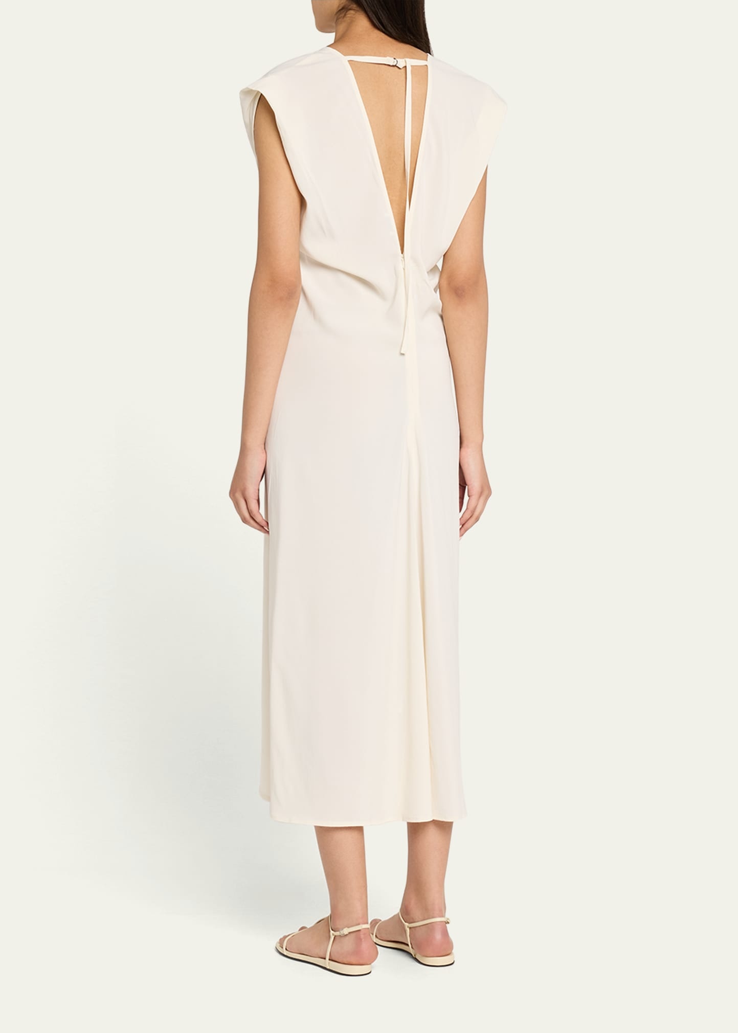 Plunge-Neck Draped Maxi Dress - 3