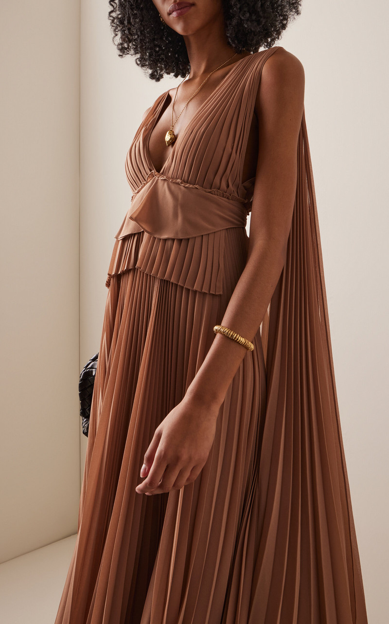 Zimmermann Memento Pleated Gown tan outlook