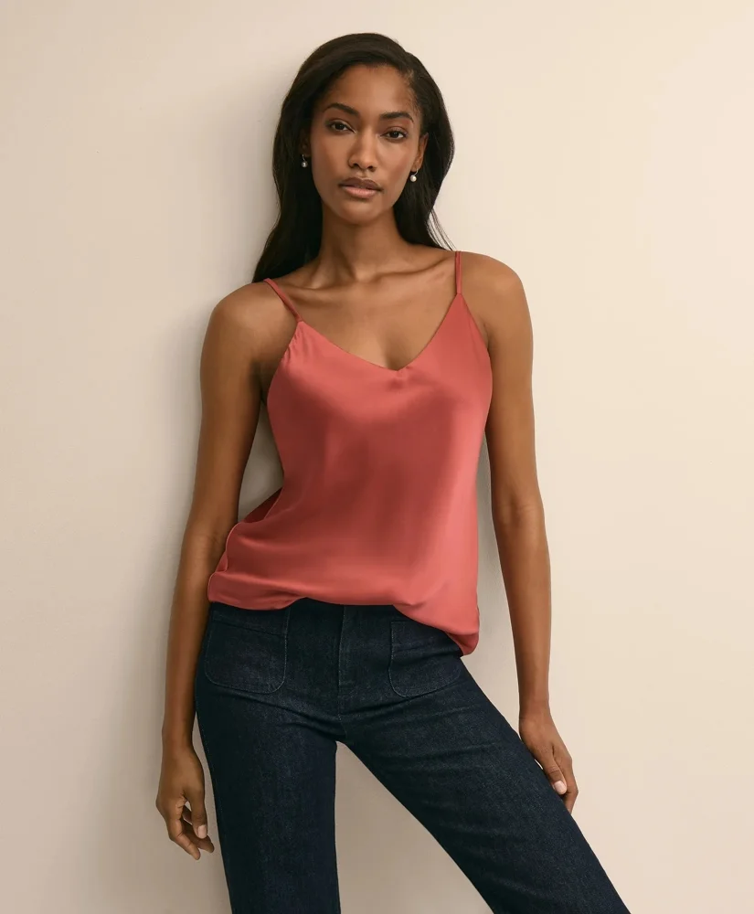 V-Neck Cami in Washable Silk Charmeuse - 1