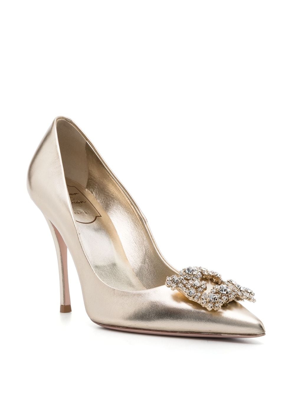 100mm flower-strass-buckle pumps - 2