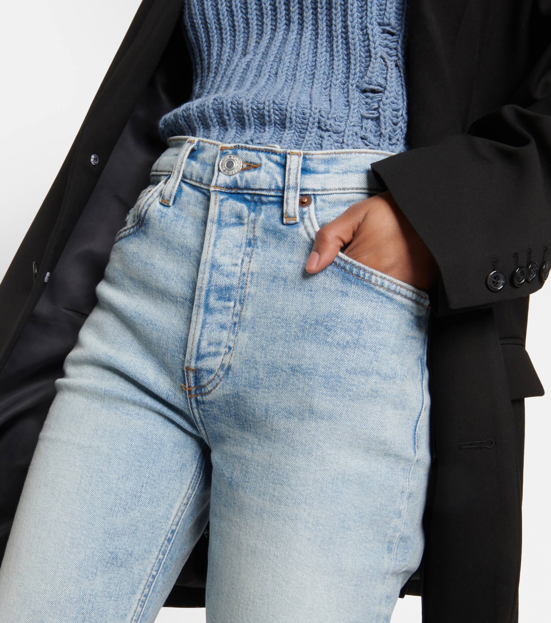 70s high-rise split-hem bootcut jeans - 4