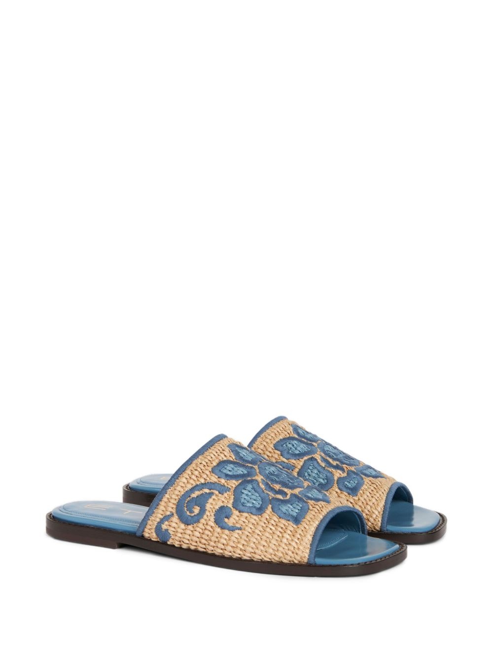 embroidered raffia slides - 2