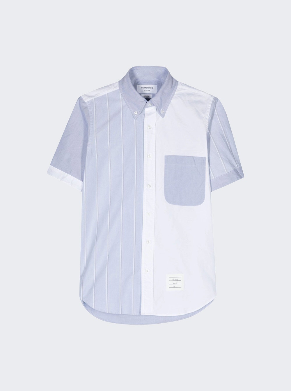 Shadow Stripe Oxford Short Sleeve Shirt Blue - 1