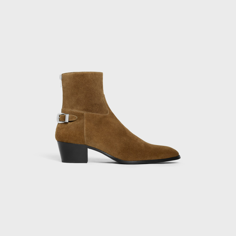 BACK BUCKLE ZIPPED ISAAC BOOT in Suede Calfskin 1