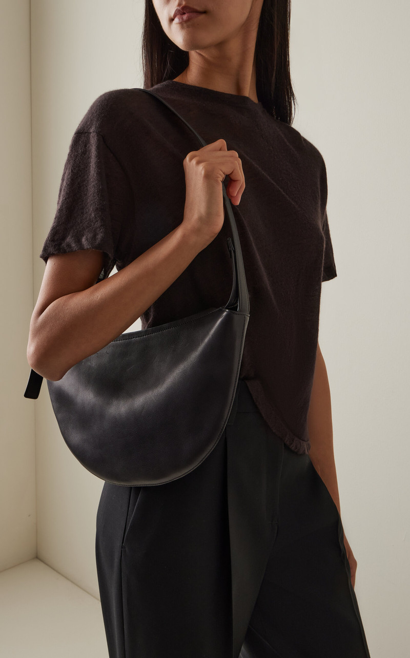 The Row Jouvette Leather Crossbody Bag black outlook