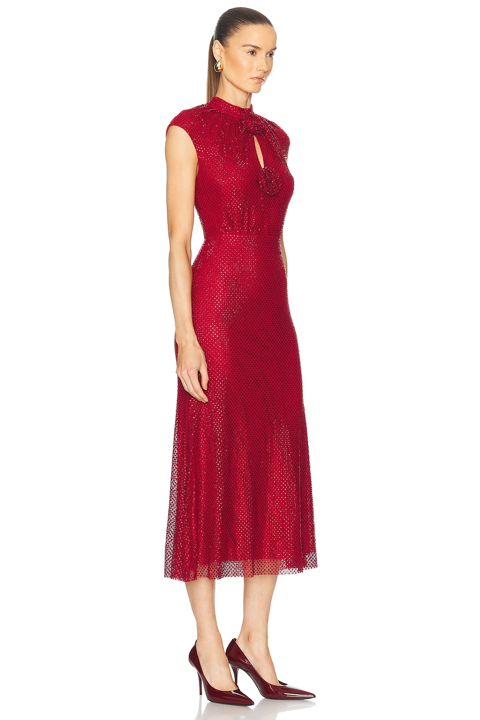 Rhinestone Fishnet Midi Dress - 2