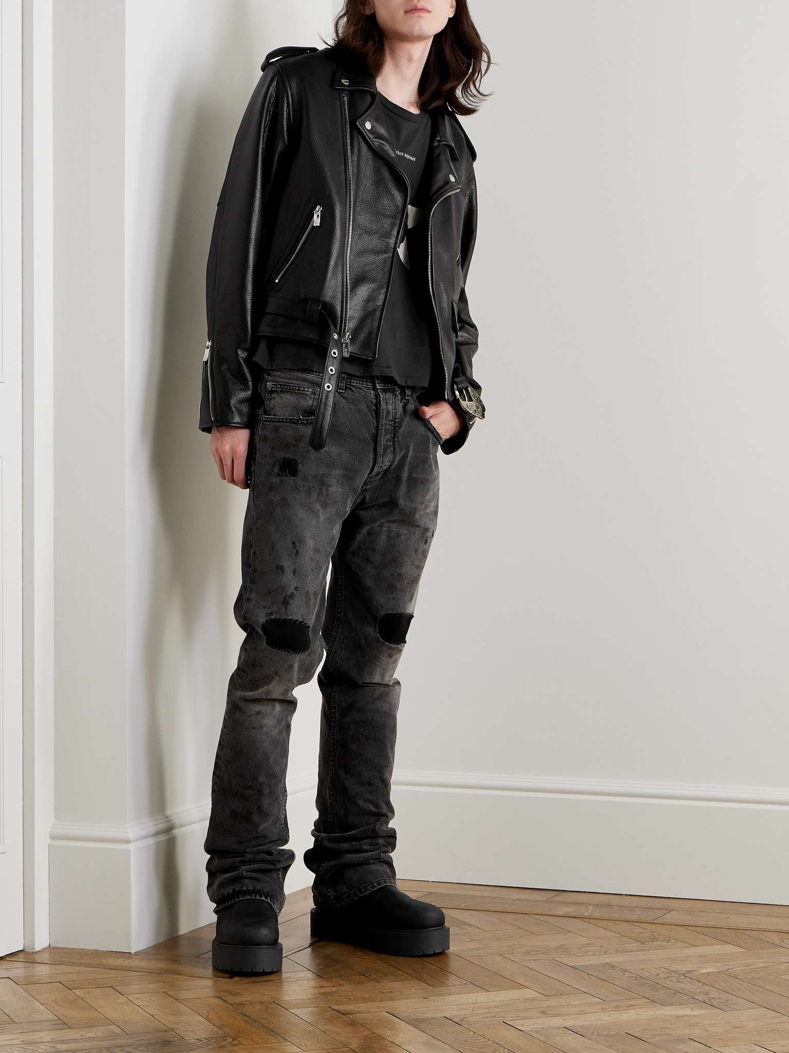 Belted Full-Grain Leather Biker Jacket - 2