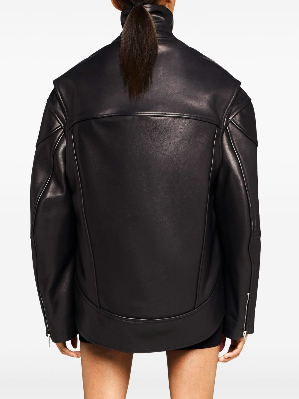 curved leather jacket - 4