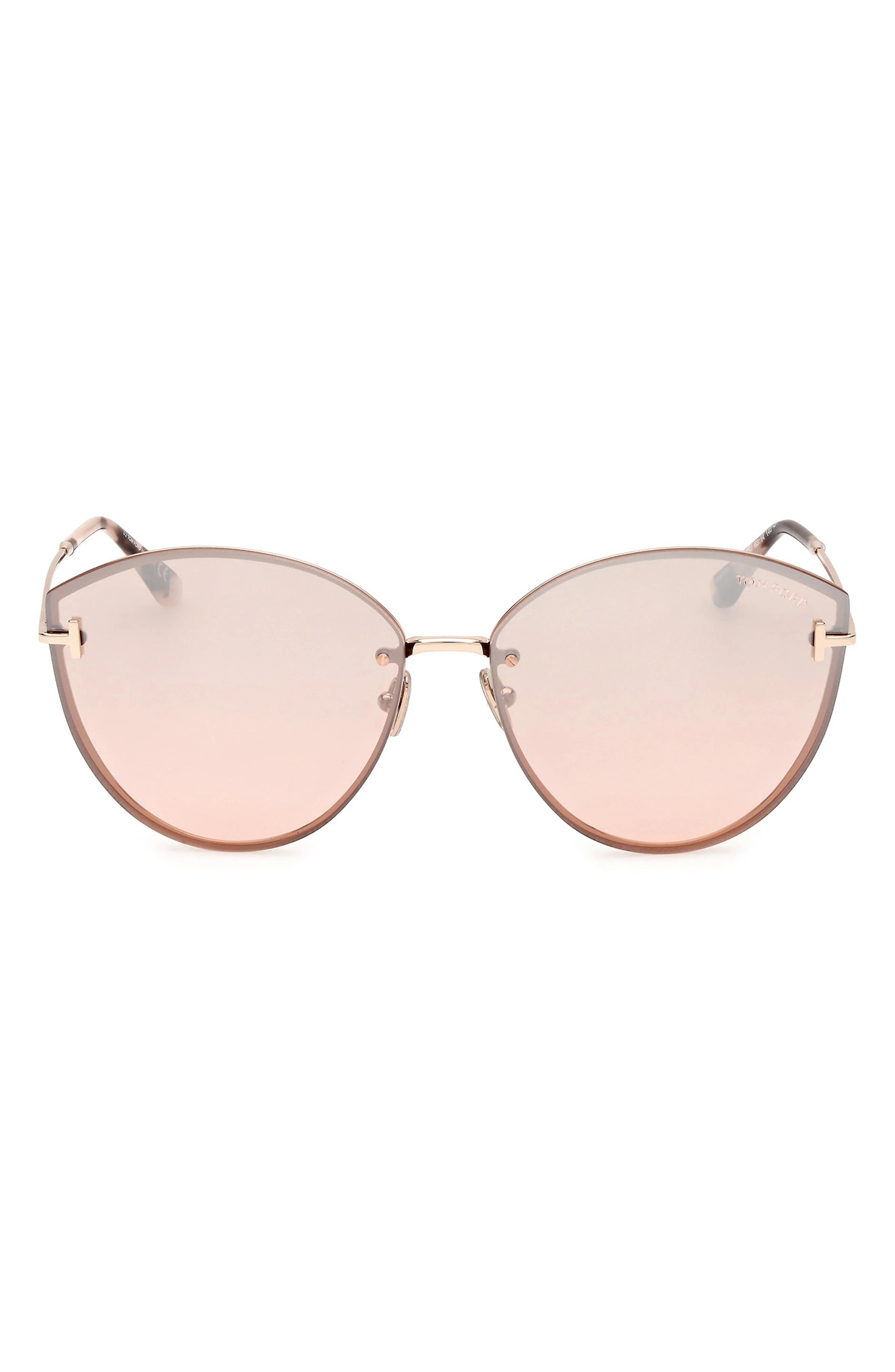 TOM FORD Evangeline 63mm Oversize Gradient Cat Eye Sunglasses in Rose Gold Rose Havana /Peach at Nor - 1