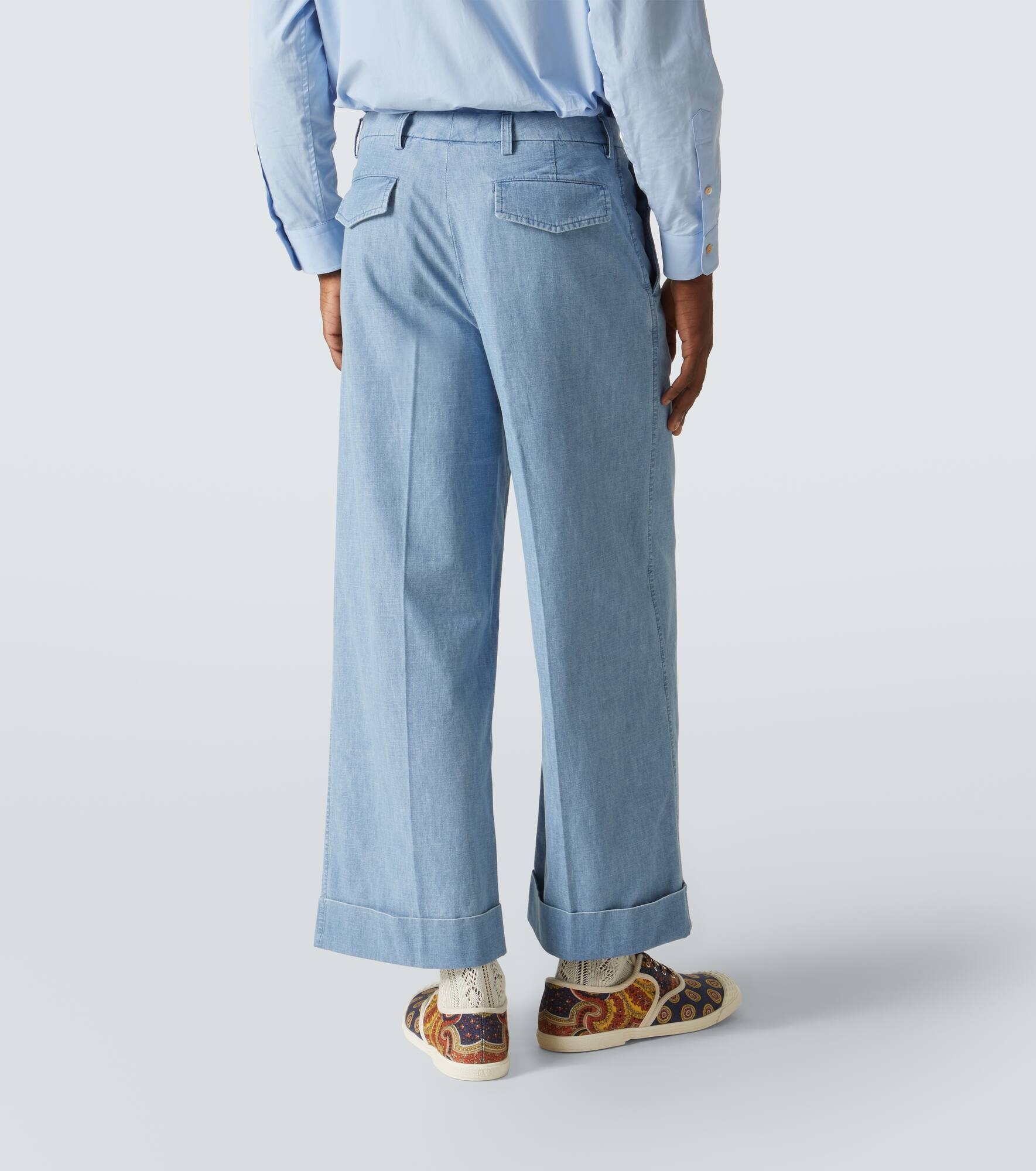 Cropped wide-leg denim pants - 4