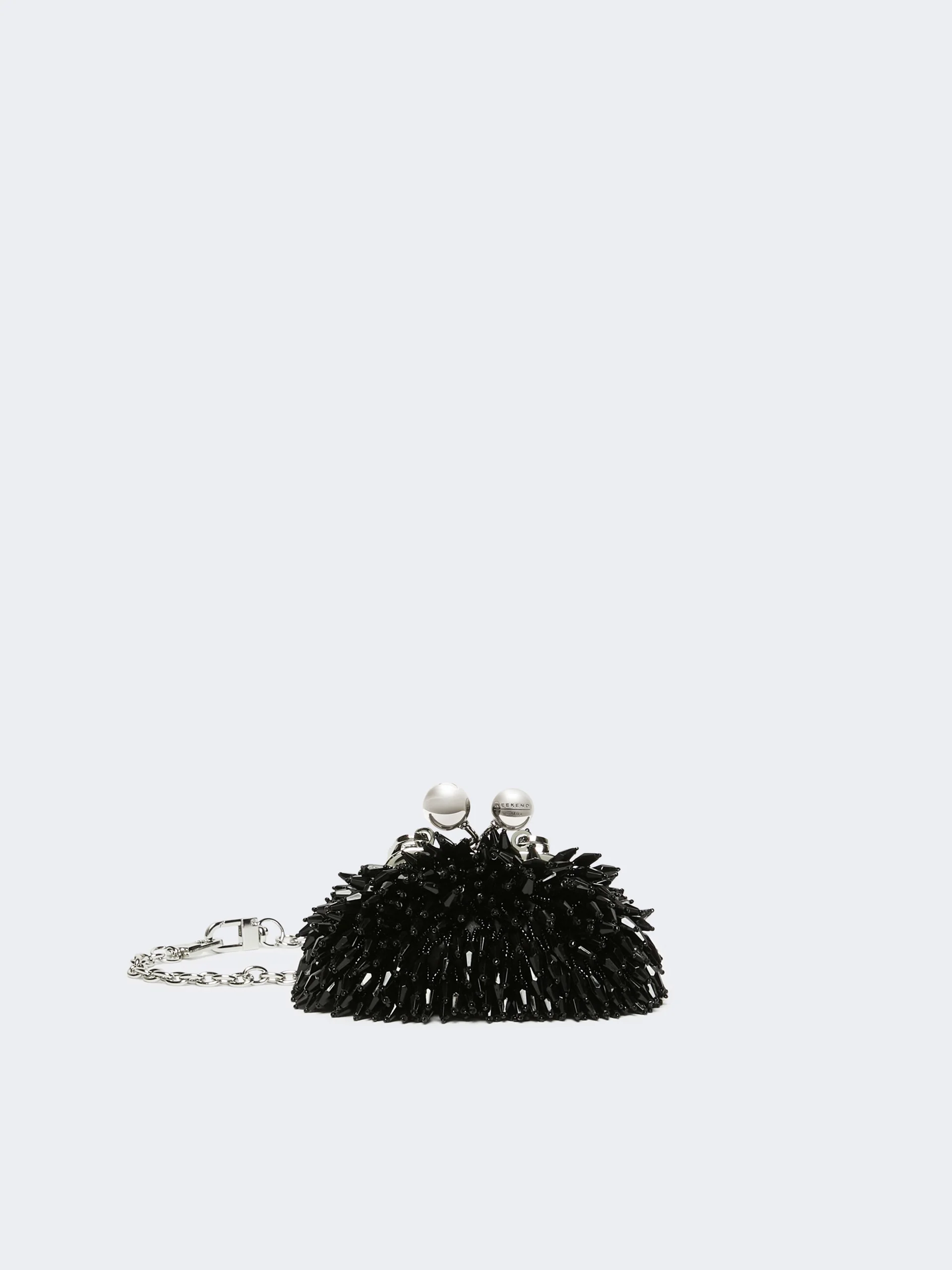 Mini Pasticcino Bag in satin with rhinestones - BLACK - 1