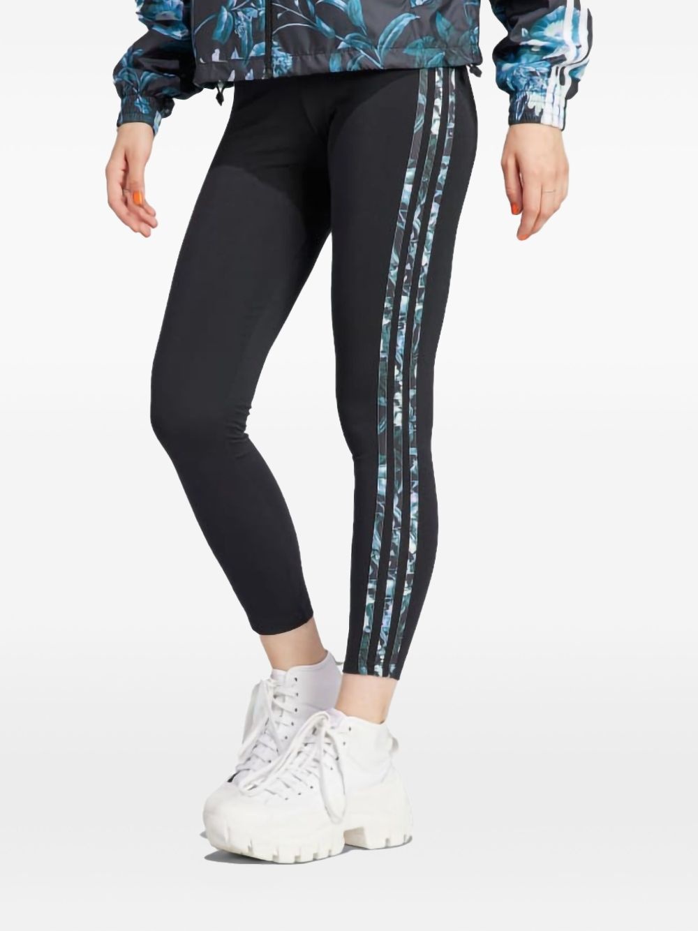 3-Stripes Floral "Black" leggings - 2
