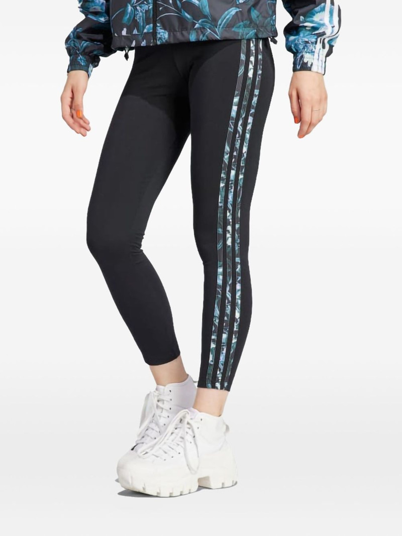 adidas 3-Stripes Floral "Black" leggings outlook