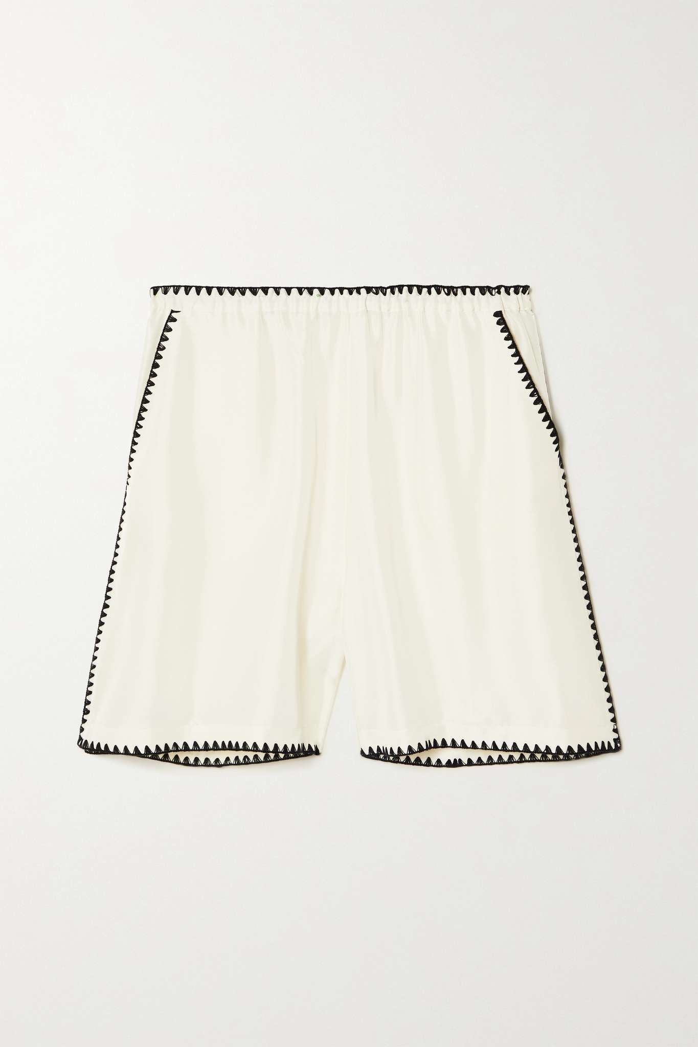 Embroidered silk shorts - 1