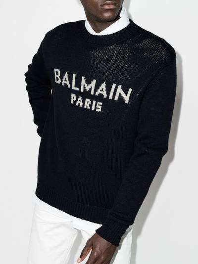 Balmain logo-intarsia knitted jumper outlook