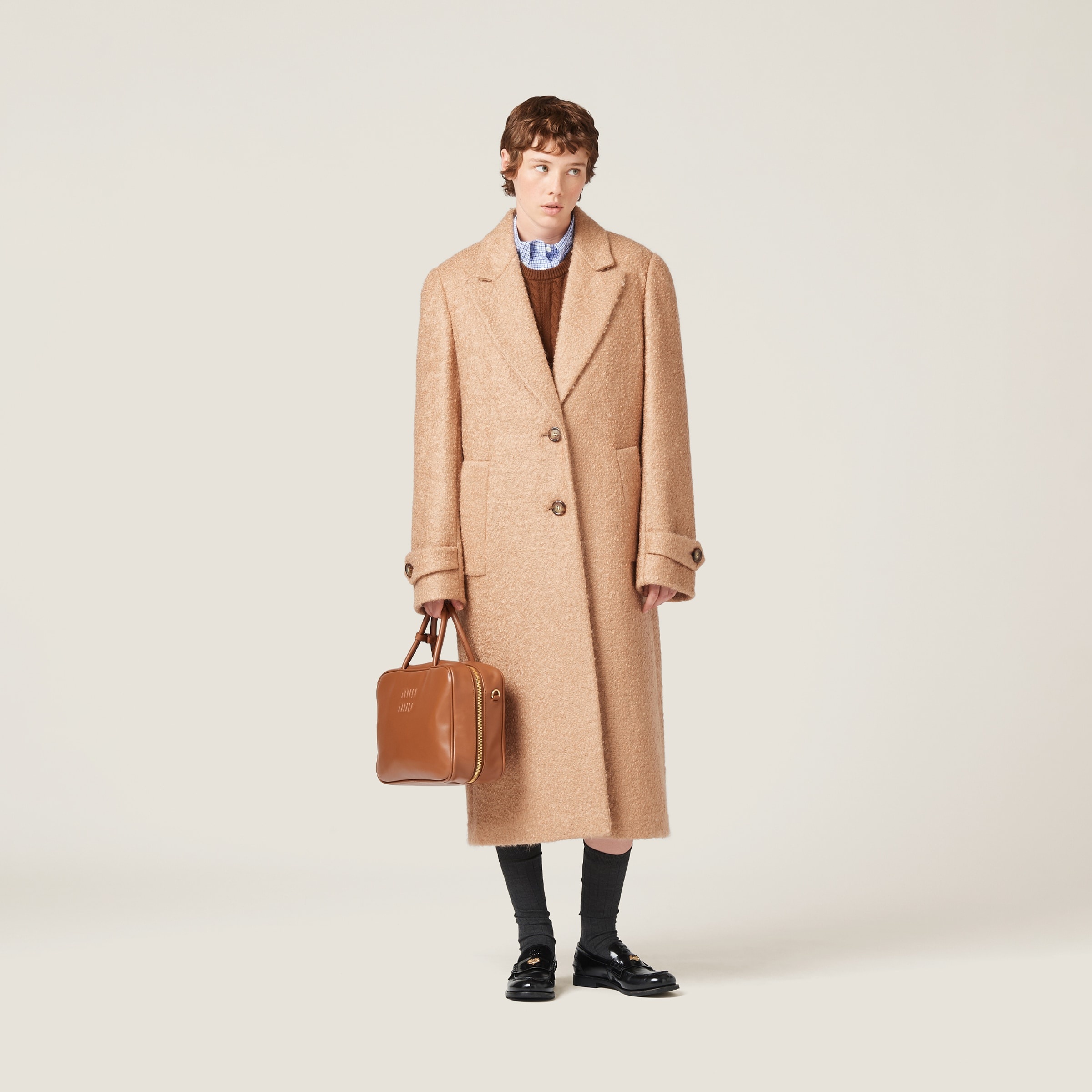 Padded single-breasted tweed coat - 2