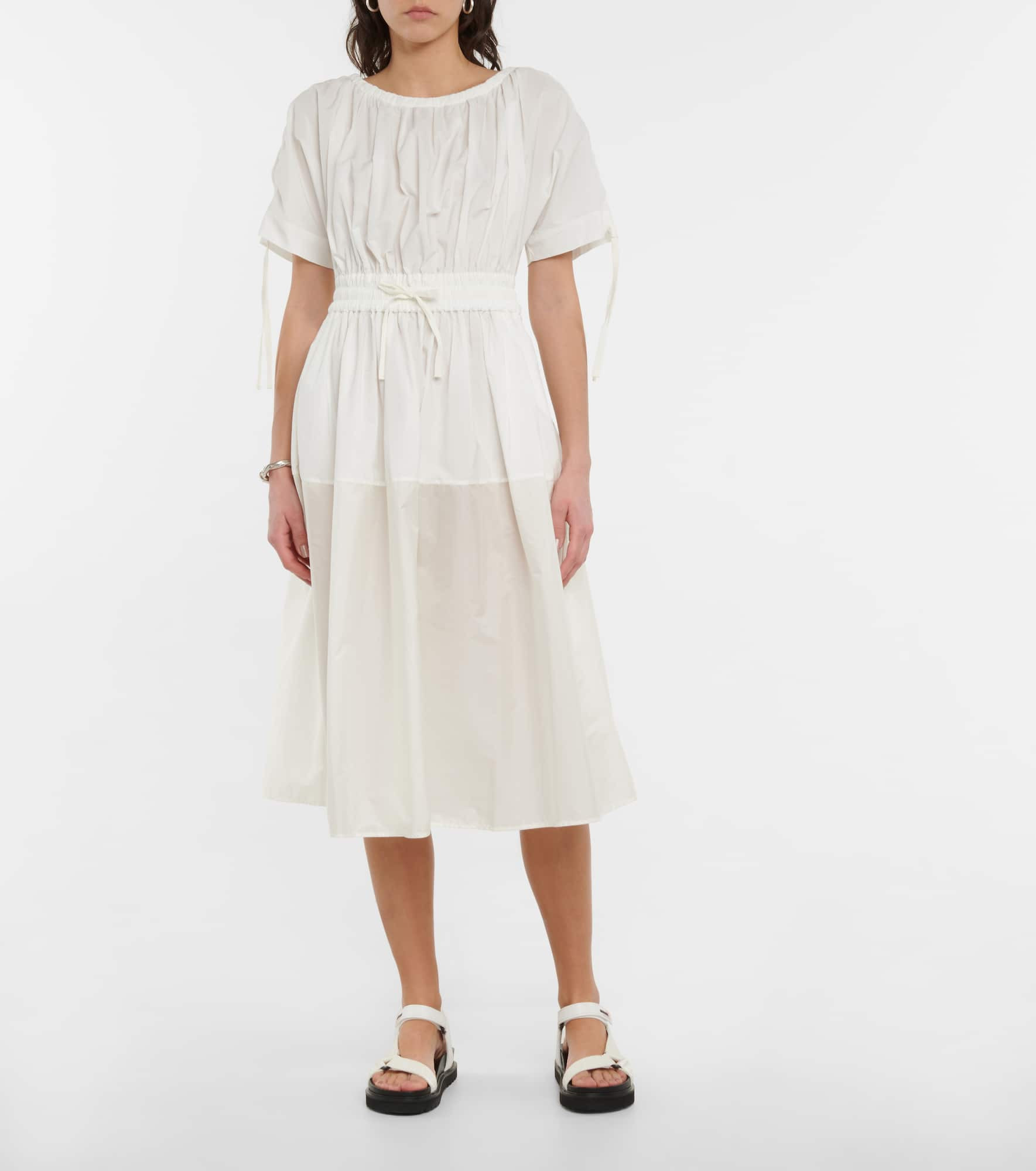 Cotton gabardine and nylon midi dress - 2