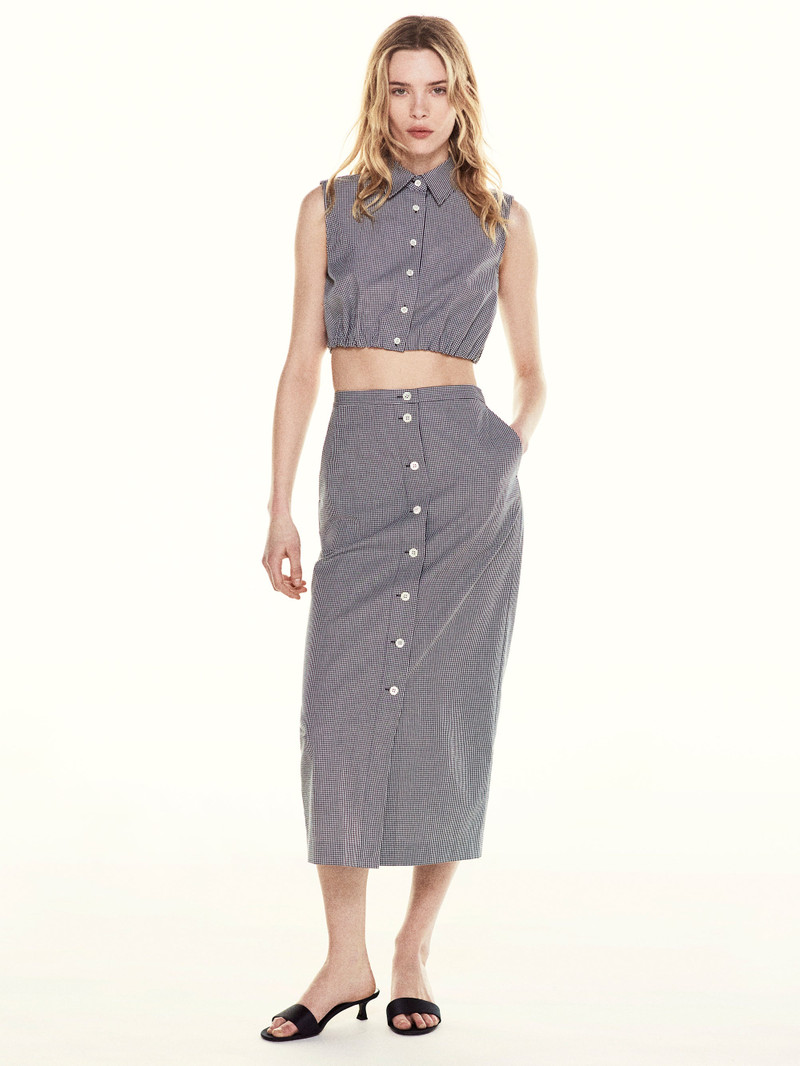 FRAME The Check Top in Navy Multi outlook