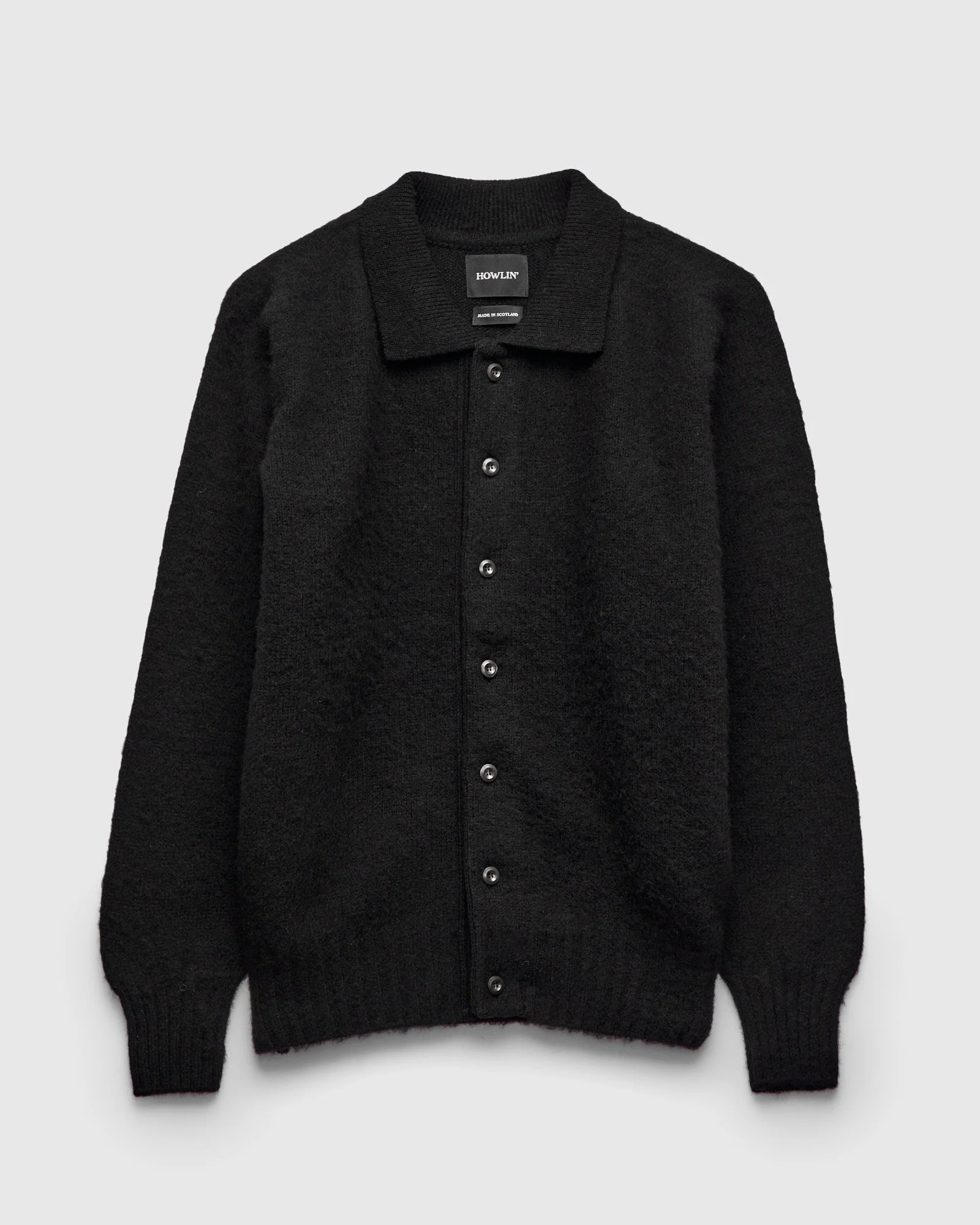 "Creatures of the Howlin' Moon" Wool Knit Cardigan in Black - 1
