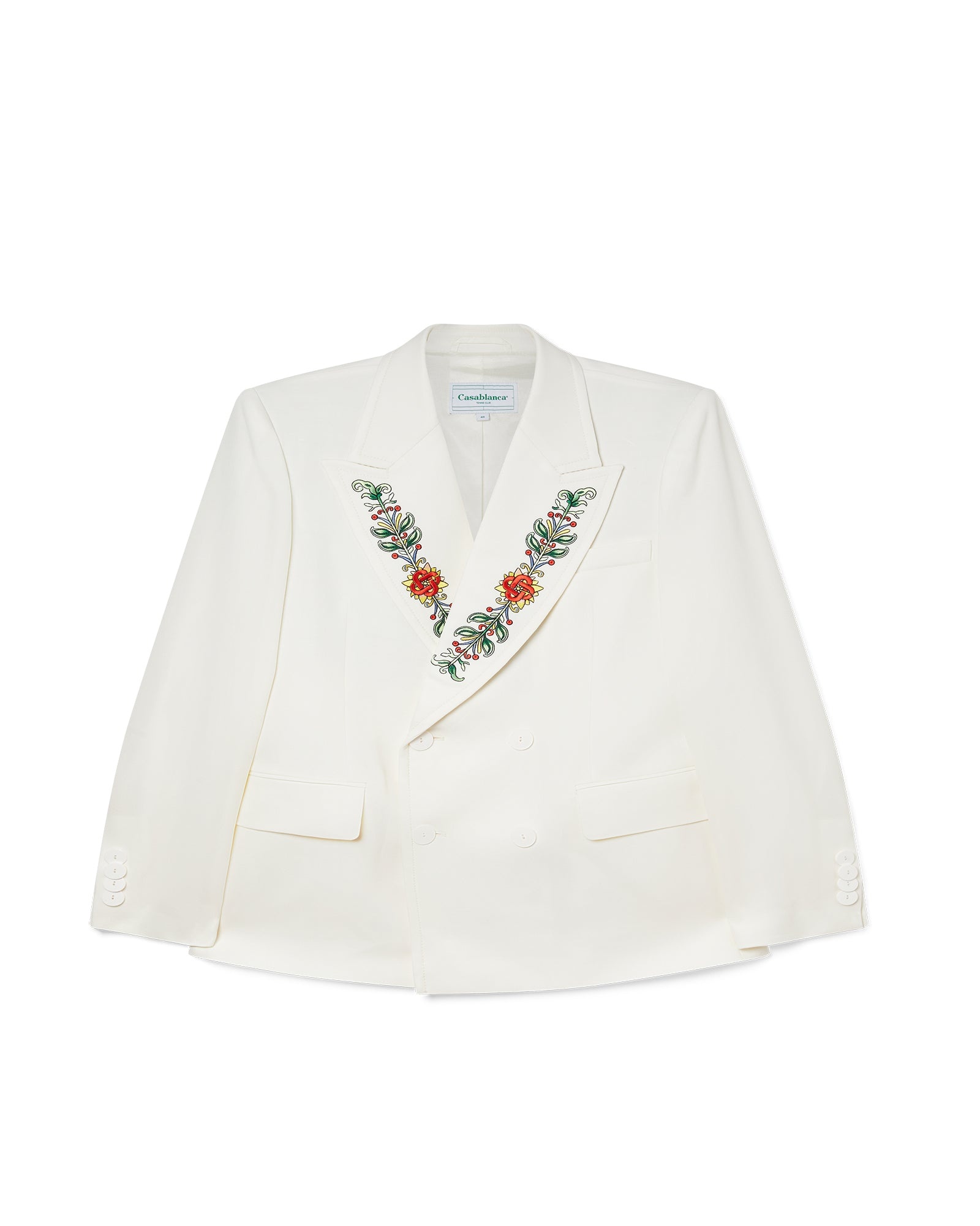 Embroidered Lapel Double Breasted Jacket - 1