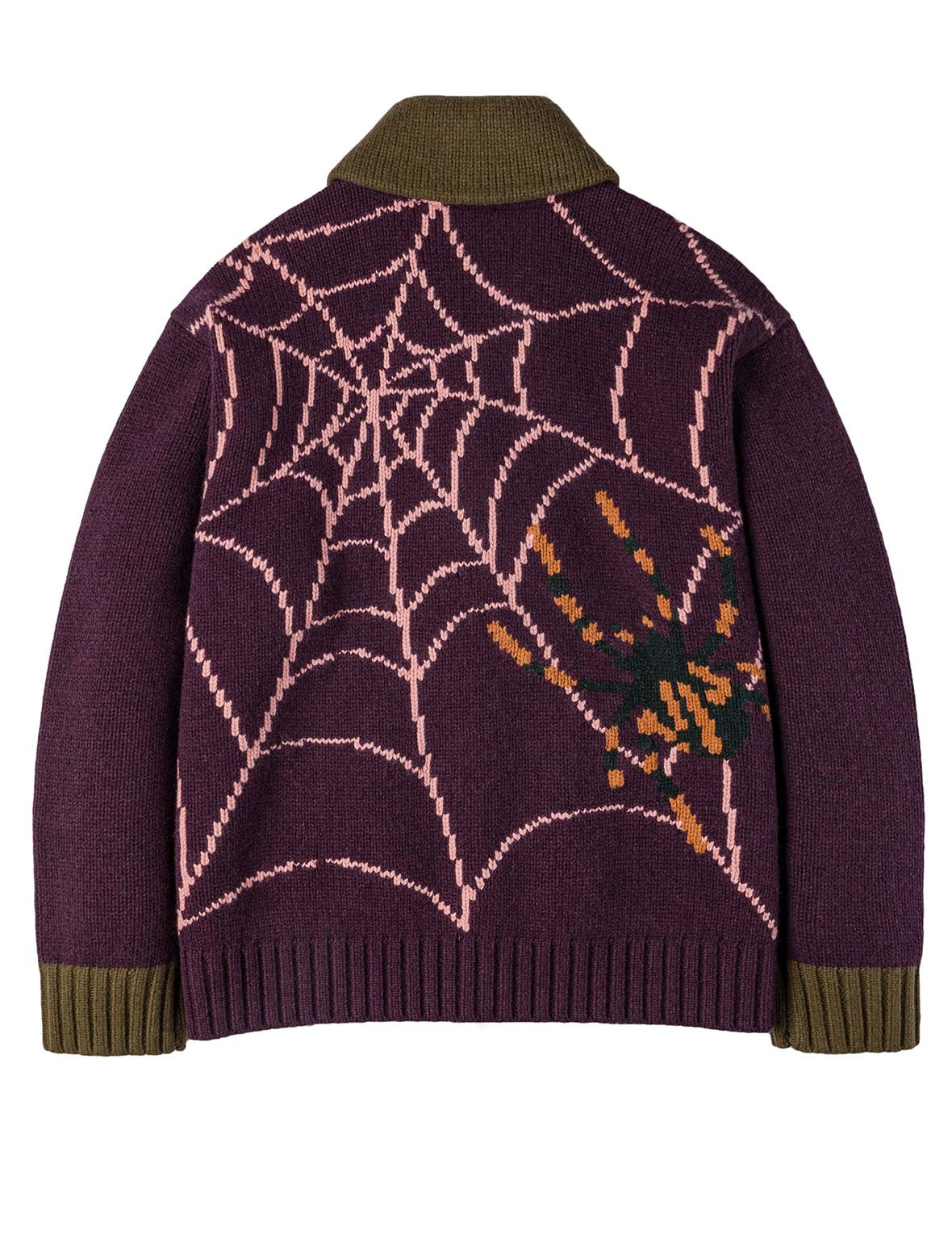 Spiders and Seagull Intarsia Knit Relax Fit Cowichan Sweater - 2