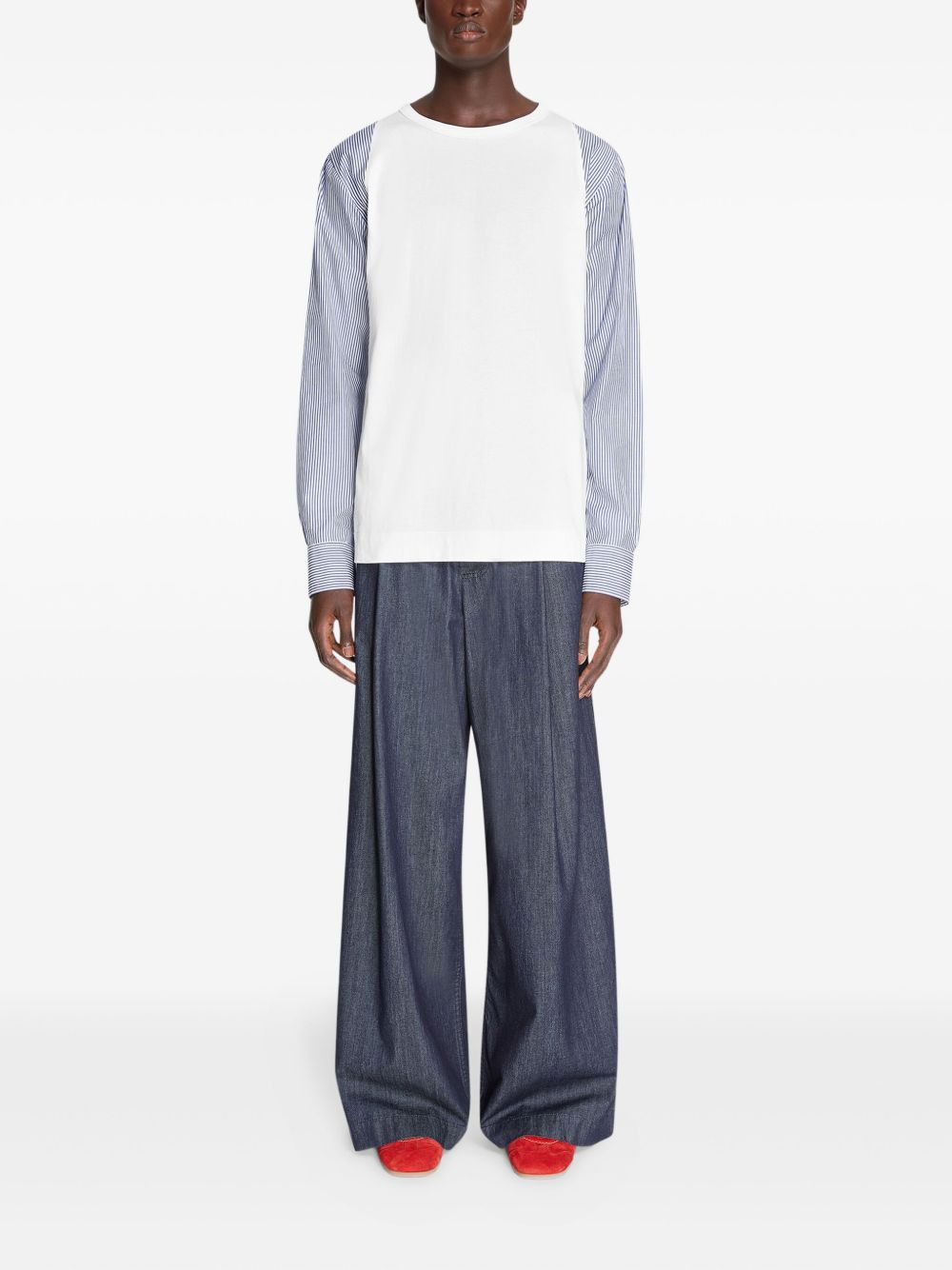 contrast-sleeves cotton T-shirt - 2