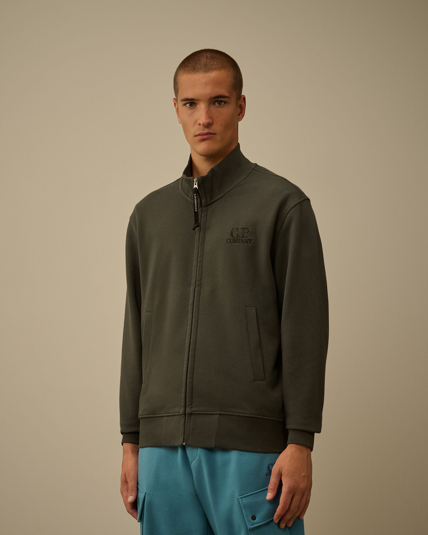 Diagonal Raised Fleece Full Zip Sweatshirt - 3