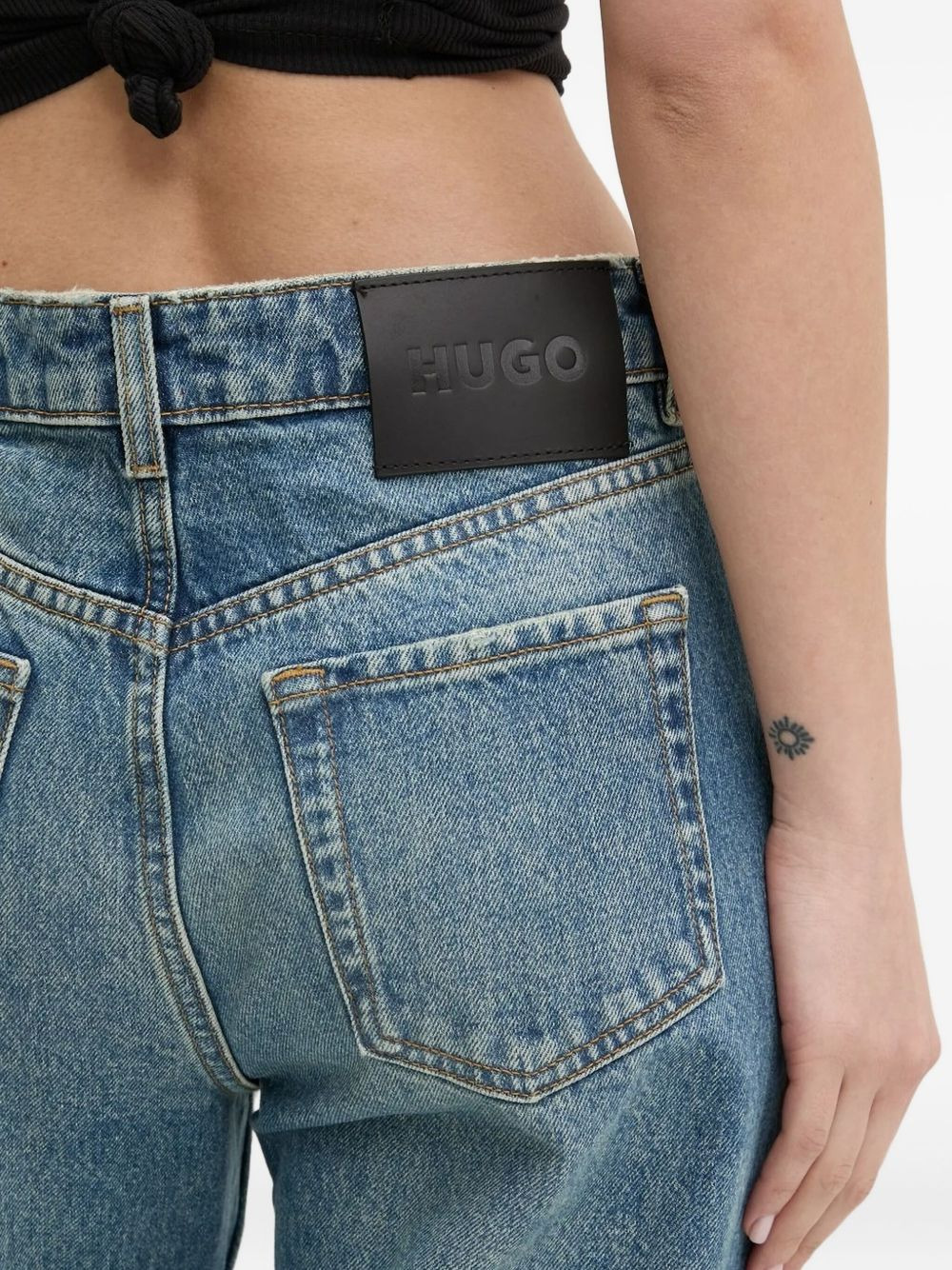 logo-embossed jeans - 3