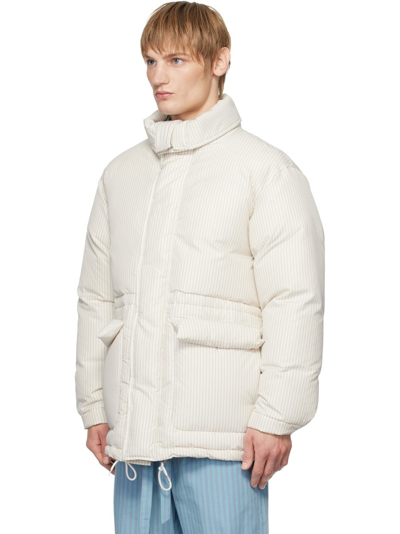 TEKLA SSENSE Exclusive White AURALEE Edition Stripe Down Jacket outlook