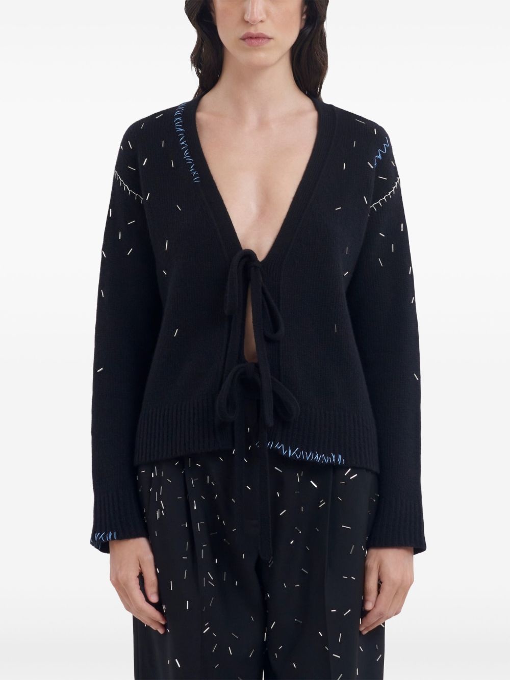 front-tie fastening cardigan - 3