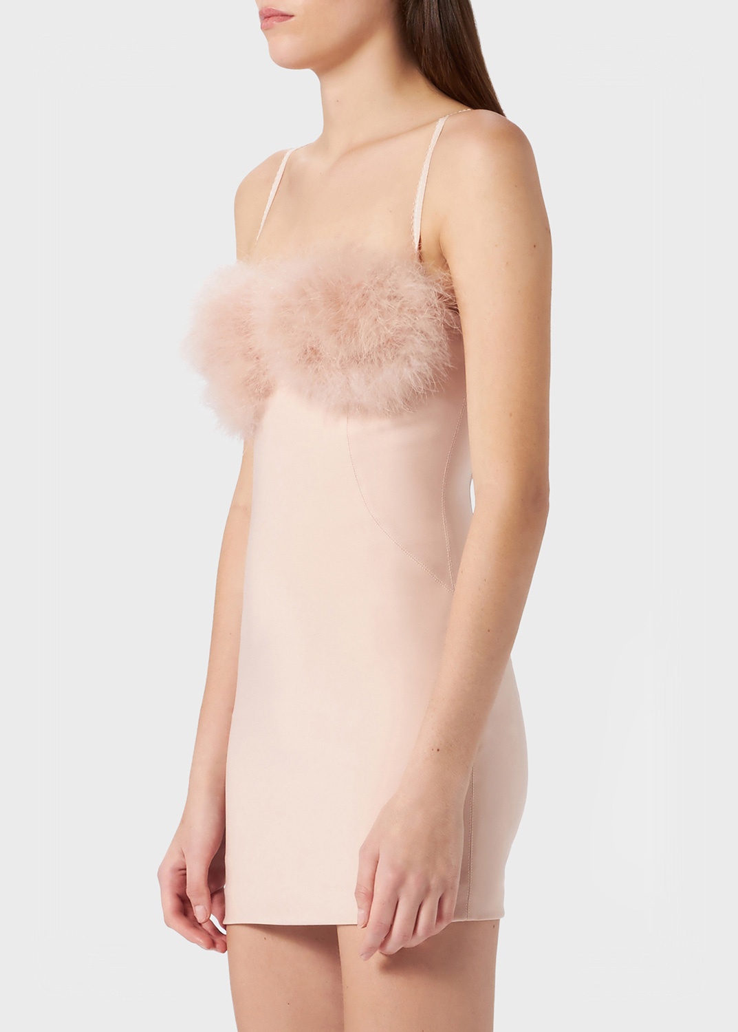 COMPACT JERSEY DRESS WITH MARABOU FEATHERS - 5