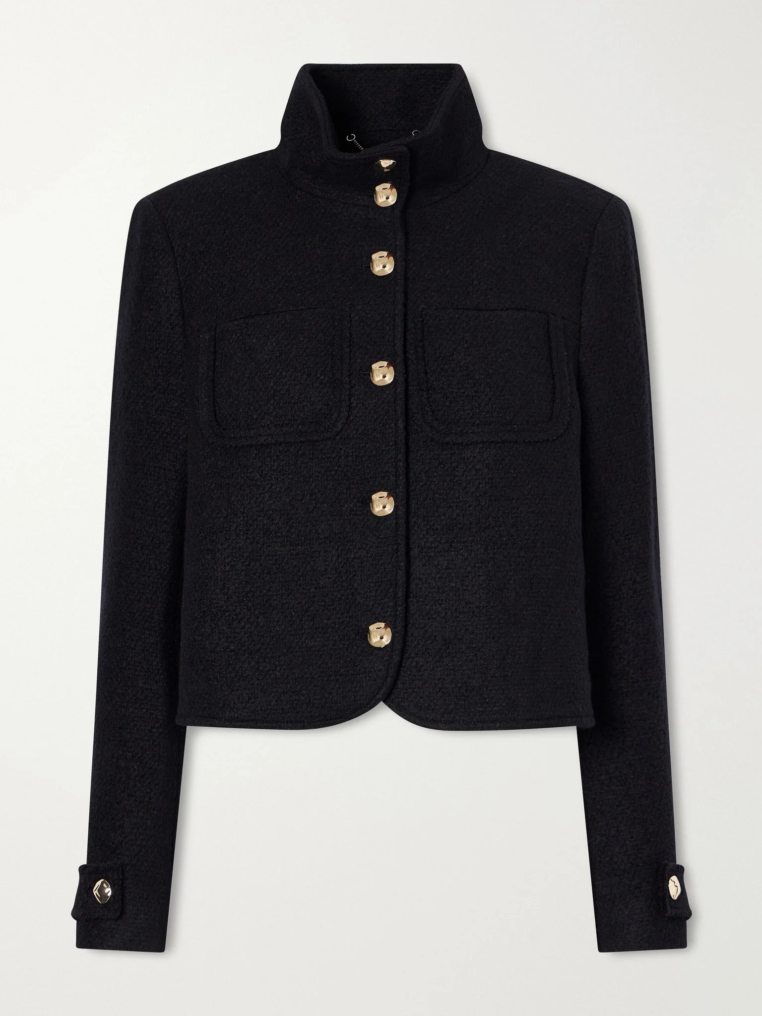 Wilcox cropped wool-blend bouclé jacket Black - 1