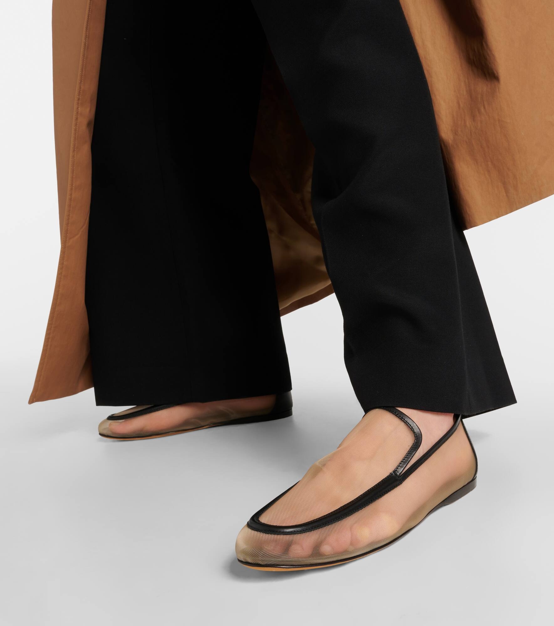 Alessia leather-trimmed mesh loafers - 4
