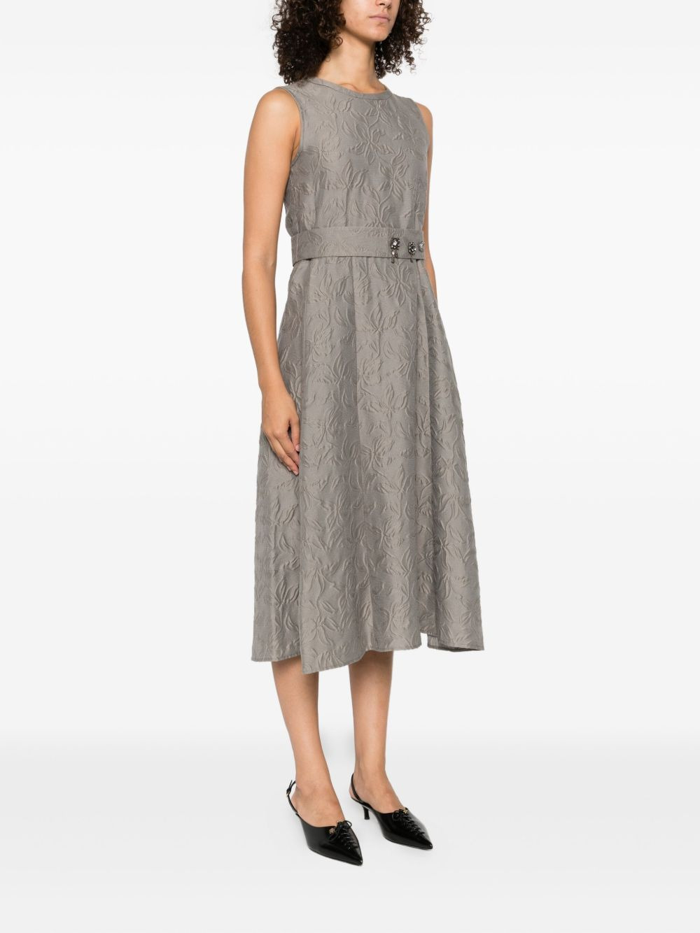 Timeless floral-embellished belted midi dress - 3