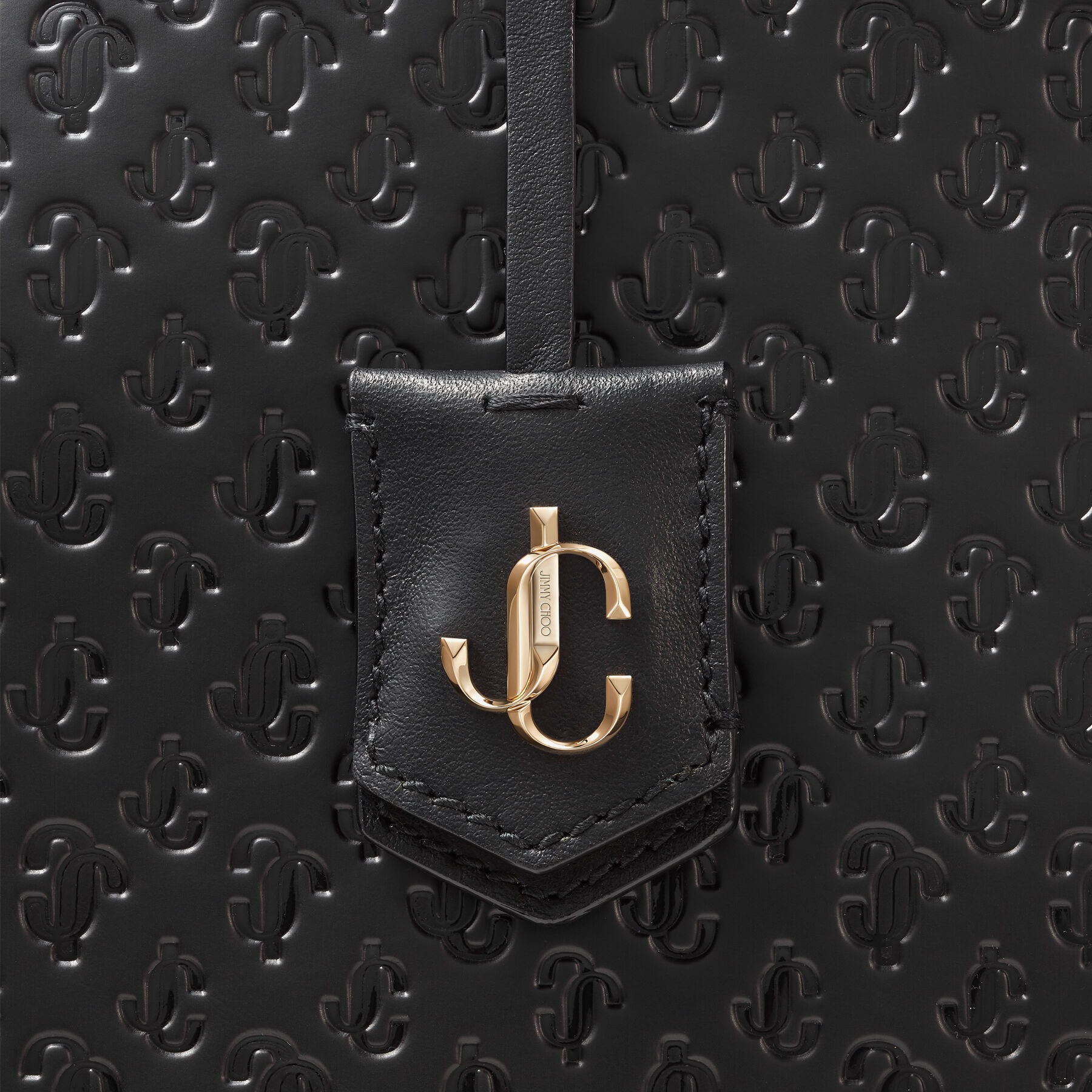 Nine2five E/w
Black JC Monogram Pattern Tote Bag with Light Gold JC Emblem - 5