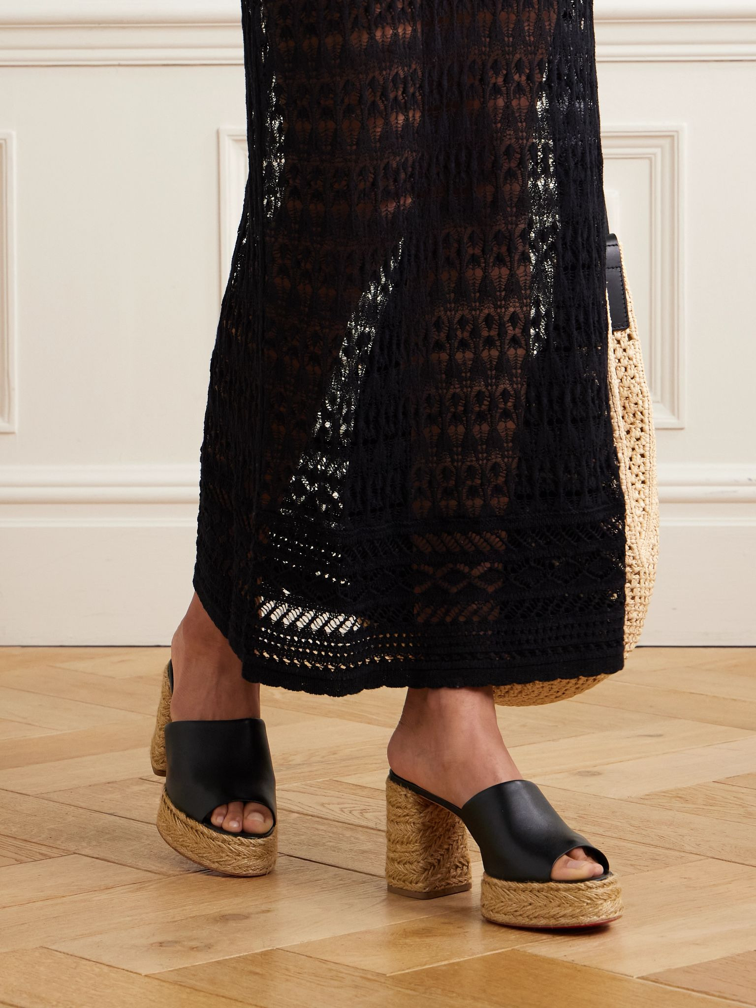 Calakala 85 leather espadrille platform mules Black - 2