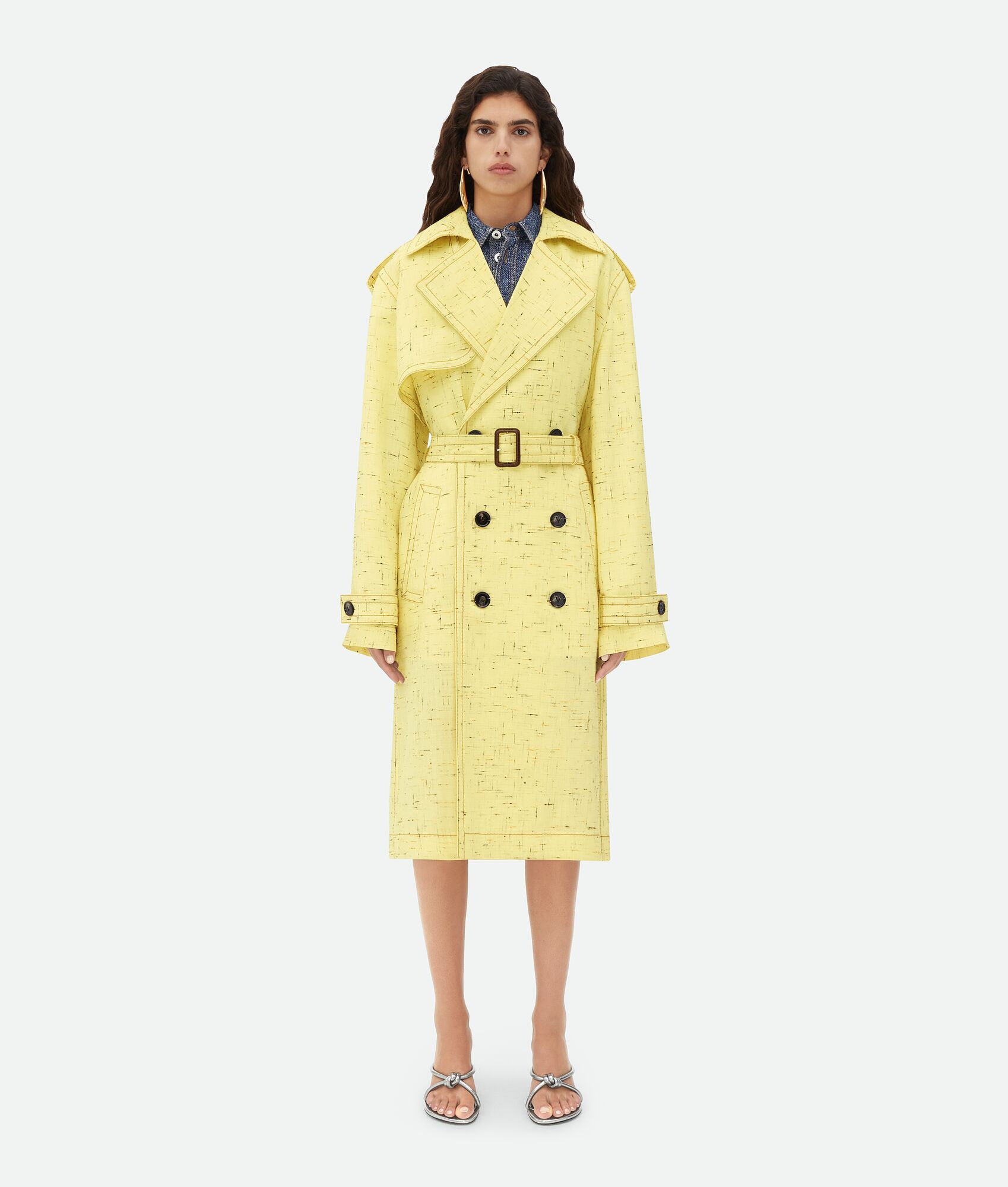 Bottega Veneta Textured Criss-Cross Viscose Silk Trench